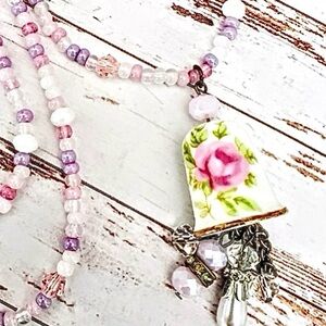 Floral Porcelain Thimble Pendent